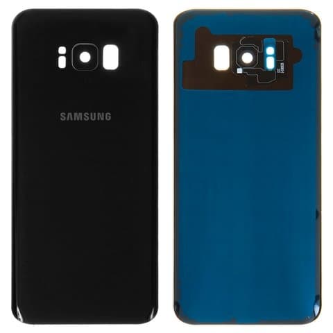 Задня кришка Samsung SM-G955 Galaxy S8 Plus, чорна, Midnight Black, із склом камери, Original (PRC) | корпус, задняя панель аккумулятора, АКБ, батареи