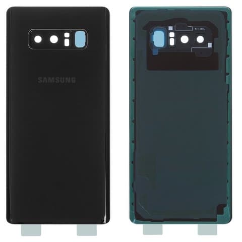 Задня кришка Samsung SM-N950 Galaxy Note 8, чорна, Midnight Black, із склом камери, midnight Black, Original (PRC) | корпус, задняя панель аккумулятора, АКБ, батареи