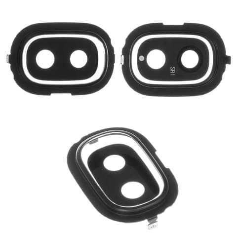 Стекло камеры Samsung SM-J250 Galaxy J2 (2018), черное, с рамкой, Original (PRC)