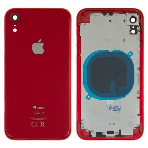 Корпус Apple iPhone XR, червоний, с держателем SIM-карты, с боковыми кнопками