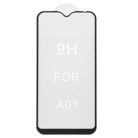 Захисне скло Samsung SM-A015 Galaxy A01, SM-M015 Galaxy M01, чорне, 5D, iNobi, Full Glue, клей на усій поверхні, сумісне з чохлом | Закаленное защитное стекло