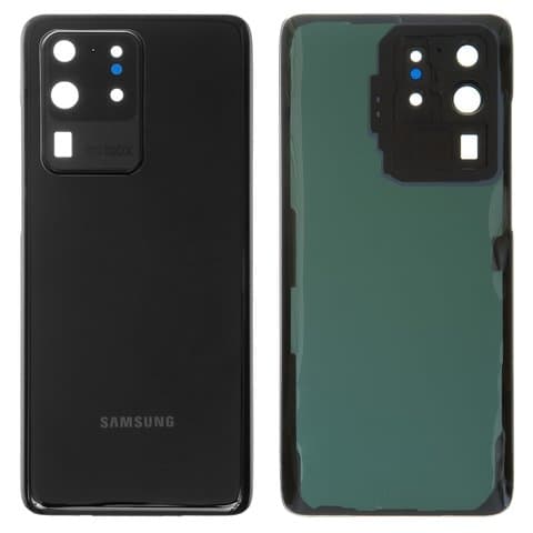 Задня кришка Samsung SM-G988 Galaxy S20 Ultra, чорна, Cosmic Black, із склом камери, Original (PRC) | корпус, задняя панель аккумулятора, АКБ, батареи