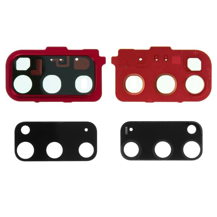 Стекло камеры Samsung SM-G980 Galaxy S20, красное, Aura Red, с рамкой, Original (PRC)