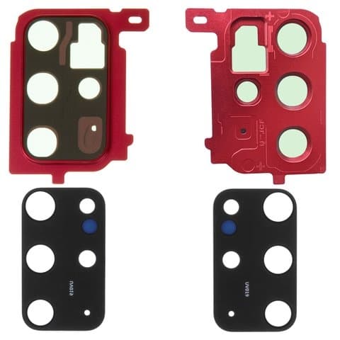 Стекло камеры Samsung SM-G985 Galaxy S20 Plus, красное, Aura Red, с рамкой, Original (PRC)