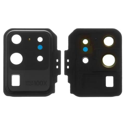 Стекло камеры Samsung SM-G988 Galaxy S20 Ultra, черное, Cosmic Black, с рамкой, Original (PRC)