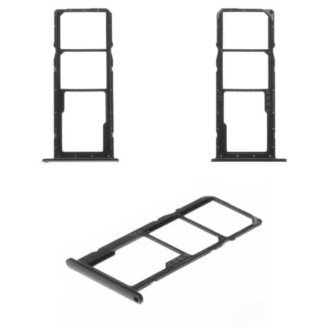 Тримач (лоток) SIM-карты Huawei Y7 (2019), Y7 Prime (2019), Y7 Pro (2019), чорний, с держателем карты памяти (MMC), Original (PRC) | держатель СИМ-карты