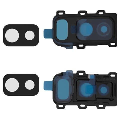 Стекло камеры Samsung SM-A605 Galaxy A6 Plus (2018), черное, с рамкой, Original (PRC)