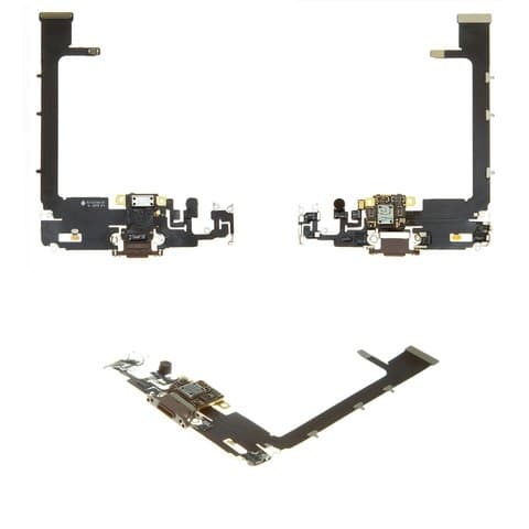 Плата зарядки Apple iPhone 11 Pro Max, шлейф коннектора зарядки, золотистая, с микрофоном, Original (PRC)