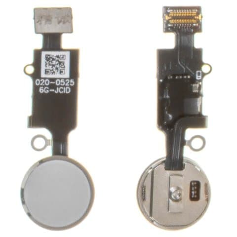 Шлейф Apple iPhone 7, iPhone 7 Plus, iPhone 8, iPhone 8 Plus, кнопки Home, білий, с пластиком, без сканера отпечатков пальцев (без Touch ID), JC, 6th gen