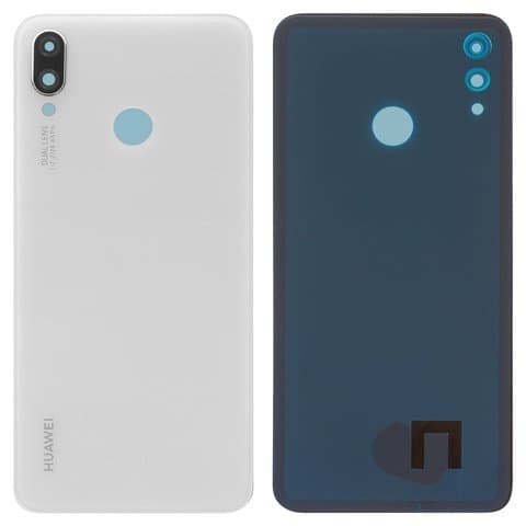 Задня кришка Huawei Nova 3i, P Smart Plus, INE-LX1, INE-LX2, SNE-LX1, біла, із склом камери, Original (PRC) | корпус, задняя панель аккумулятора, АКБ, батареи