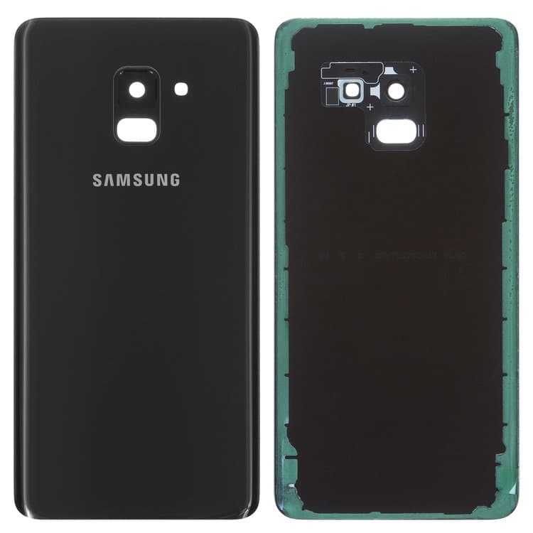 Задня кришка Samsung SM-A730 Galaxy A8 Plus (2018), чорна, із склом камери, Original (PRC) | корпус, задняя панель аккумулятора, АКБ, батареи