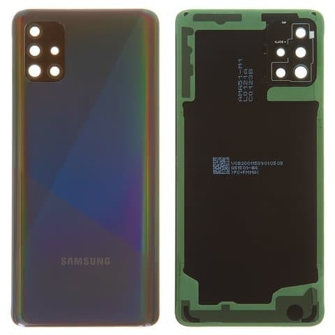 Задня кришка Samsung SM-A515 Galaxy A51, чорна, Prism Crush Black, із склом камери, Original (PRC) | корпус, задняя панель аккумулятора, АКБ, батареи