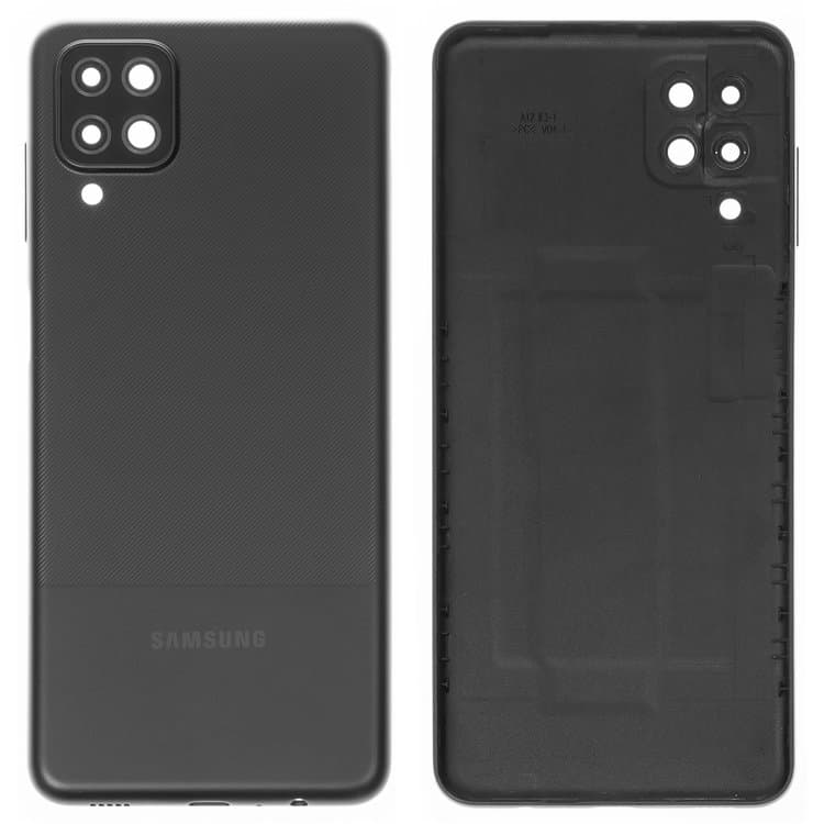 Задня кришка Samsung SM-A125 Galaxy A12, чорна, із склом камери, Original (PRC) | корпус, задняя панель аккумулятора, АКБ, батареи