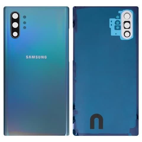 Задня кришка Samsung SM-N975 Galaxy Note 10 Plus, срібляста, Aura Glow, із склом камери, Original (PRC) | корпус, задняя панель аккумулятора, АКБ, батареи