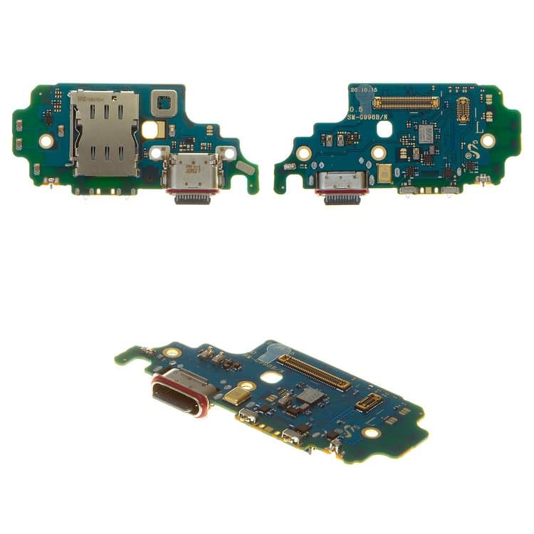 Плата зарядки Samsung SM-G998 Galaxy S21 Ultra 5G, шлейф коннектора зарядки, с микрофоном, с коннектором SIM-карты, Original (PRC)