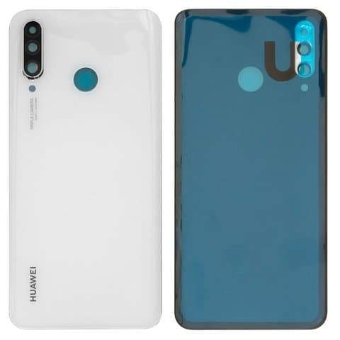 Задня кришка Huawei P30 Lite, Nova 4e, біла, Pearl White, із склом камери, Original (PRC) | корпус, задняя панель аккумулятора, АКБ, батареи