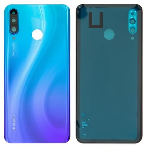 Задня кришка Huawei P30 Lite, Nova 4e, синя, фіолетова, блакитна, Peacock Blue, із склом камери, Original (PRC) | корпус, задняя панель аккумулятора, АКБ, батареи