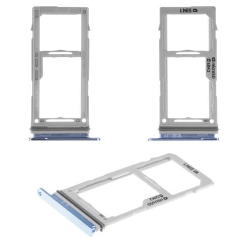 Тримач (лоток) SIM-карты Samsung SM-G973 Galaxy S10, SM-G975 Galaxy S10 Plus, синій, с держателем карты памяти (MMC), dual SIM, Original (PRC) | держатель СИМ-карты