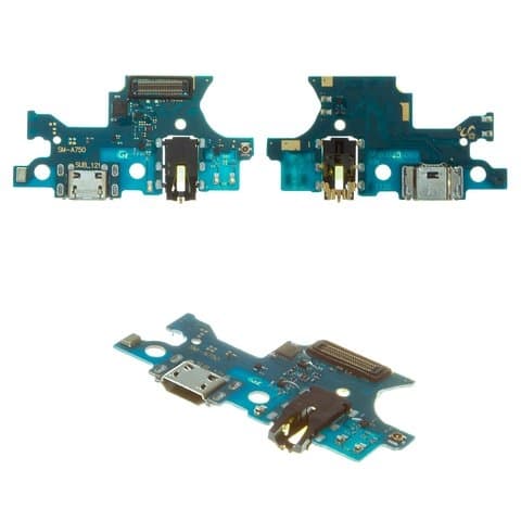 Плата зарядки Samsung SM-A750 Galaxy A7 (2018), шлейф коннектора зарядки, коннектора наушников, с микрофоном, High Copy