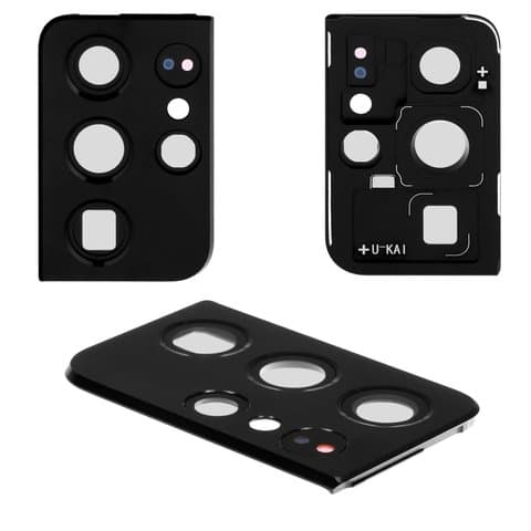 Стекло камеры Samsung SM-G998 Galaxy S21 Ultra 5G, черное, с рамкой, Original (PRC)