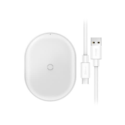 Бездротовий зарядний пристрій Baseus BS-W501, белое, силикон, пластик, 15 Вт, с USB кабелем Type-C, #WXYS-02 | беспроводное зарядное устройство
