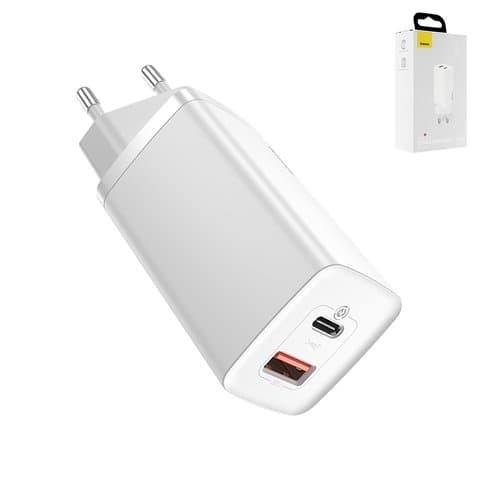 Сетевое зарядное устройство Baseus GaN2 Lite, Quick Charge, 220 В, белое, 65 Вт, CCGAN2L-B02