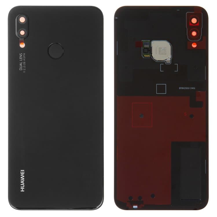 Задня кришка Huawei P20 Lite, чорна, із склом камери, со шлейфом сканера отпечатка пальца (Touch ID), оригинал (Сервис-Центр) | корпус, задняя панель аккумулятора, АКБ, батареи