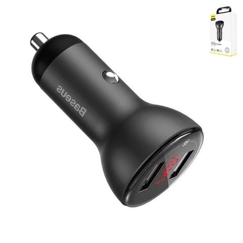 Автомобильний зарядний пристрій Baseus Digital Display Dual SCP, серое, Quick Charge, 45 Вт, CCBX-B0G | зарядка, зарядное устройство