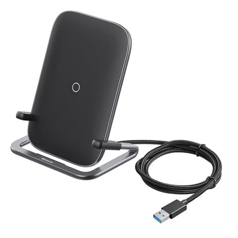 Бездротовий зарядний пристрій Baseus BS-W502, черное, USB тип-A, 15 Вт, с подставкой, #WXPG-01 | беспроводное зарядное устройство