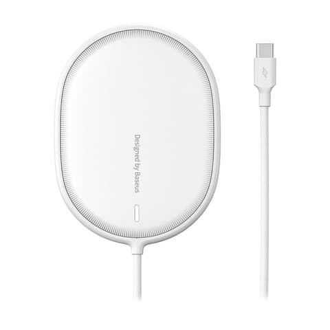 Бездротовий зарядний пристрій Baseus BS-W518 Apple iPhone 12, iPhone 12 mini, iPhone 12 Pro, iPhone 12 Pro Max, Fast Charge, белое, USB Type-C, 15 Вт, c кабелем, #WXQJ-02 | беспроводное зарядное устройство