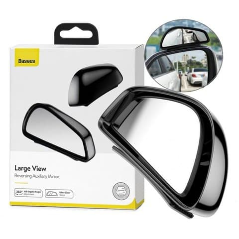 Автомобильное зеркало Baseus Large View, черное, клейкая основа, комплект 2 шт, #ACFZJ-01