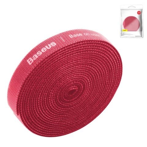 Органайзер для кабеля Baseus, красный, 300 см, лента-липучка, #ACMGT-F09