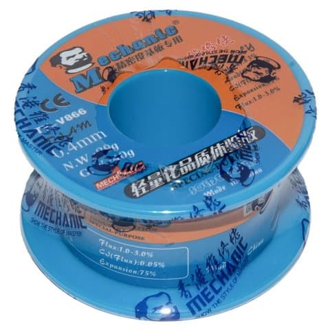 Припой Mechanic TY-V866, Sn 63%, Pb 37%, флюс 1-3%, 0.4 мм, 40 г
