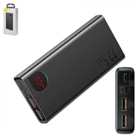 Power bank Baseus Adaman, 20000 mAh, с дисплеем, чорний, Quick Charge, 22.5 Вт, #PPAD000101