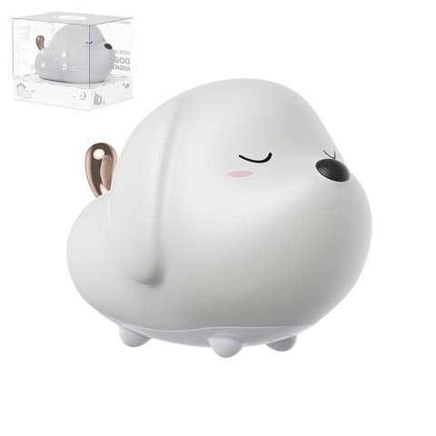 Ночник Baseus Cute series doggie, білий, силикон, с micro-USB кабелем тип-В, #DGAM-B02