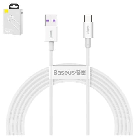 USB-кабель Baseus Superior, Type-C, 200 см, силиконовый, білий, 66 Вт, #CATYS-A02