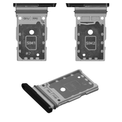 Тримач (лоток) SIM-карты Samsung SM-G990 Galaxy S21 FE 5G, чорний, сірий, Graphite, Original (PRC) | держатель СИМ-карты
