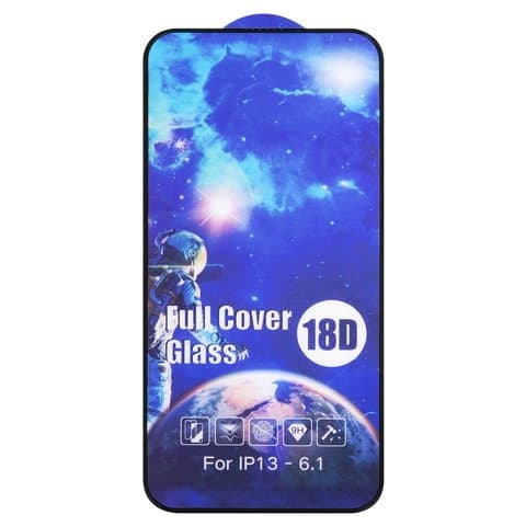 Захисне скло Apple iPhone 13, iPhone 13 Pro, iPhone 14, iNobi, Full Glue, клей на усій поверхні, с сеточкой, чорне, antishok border, сумісне з чохлом | Закаленное защитное стекло