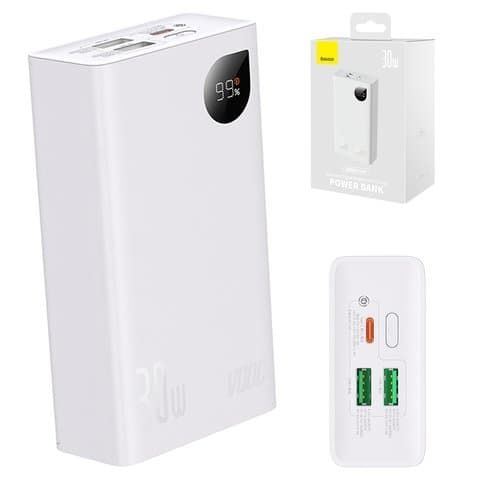 Power bank Baseus Adaman2, 20000 mAh, с дисплеем, с USB кабелем тип-C, білий, USB тип-C, USB тип-A, Fast Charge, 30 Вт, #PPAD050002