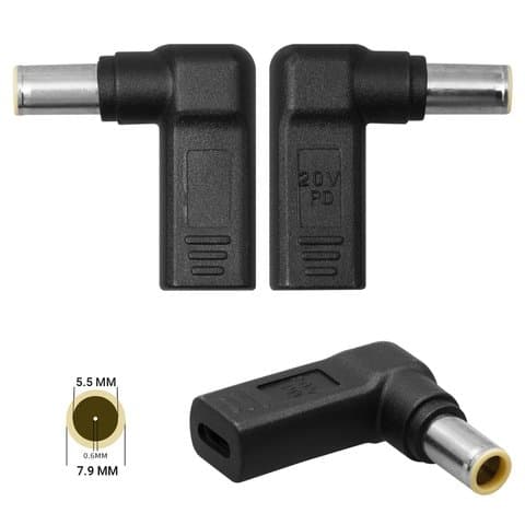 Адаптер зарядки, Power Delivery trigger ноутбуков, 20 B, Type-C, 7,9 мм, d 5,5 мм