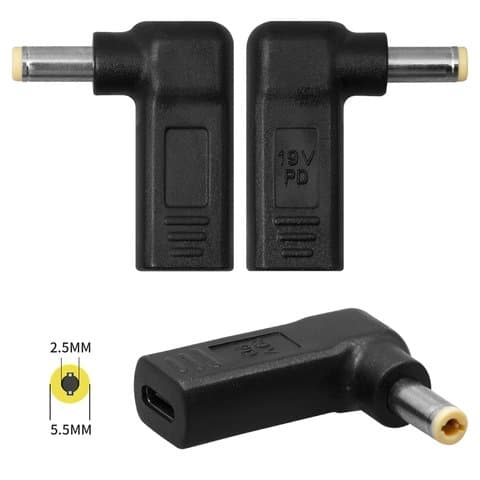 Адаптер зарядки, Power Delivery trigger ноутбуков, 20 B, Type-C, 5.5 мм, d 2.5 мм