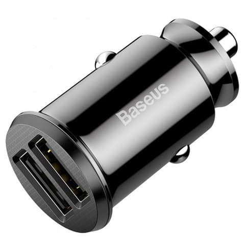 Автомобильний зарядний пристрій Baseus Grain, черное, 3,1 А, 2 порта, 12-24 B, #CCALL-ML01 | зарядка, зарядное устройство
