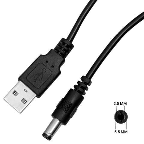 Кабель питания медиаконвертеров, USB, DC, 5В/1А, d 5,5 мм, d 2,5 мм
