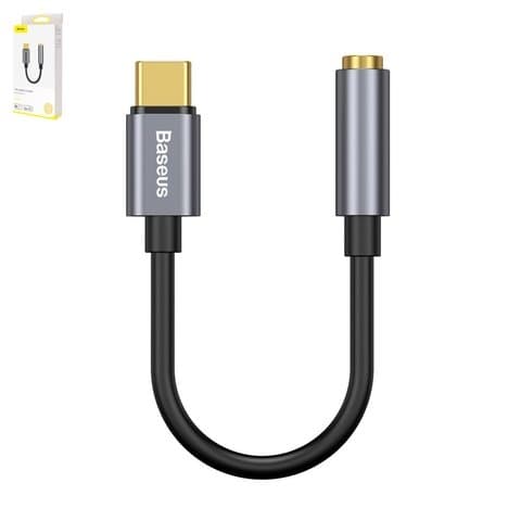 Адаптер Baseus L54, с USB тип-C на 3,5 мм, не поддерживает функции микрофона, USB тип-C, TRS 3.5mm, сірий, (CATL54-0G)