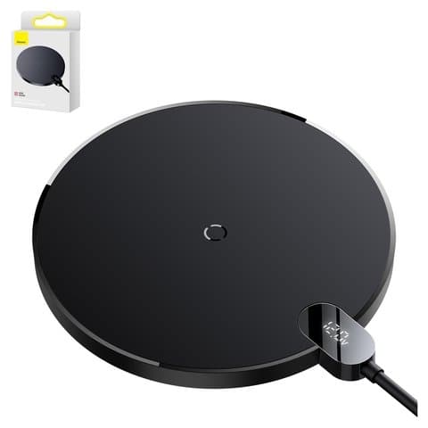 Бездротовий зарядний пристрій Baseus Digital LED Display Gen 2, черное, USB тип-C, 15 Вт, с дисплеем, #CCED000001 | беспроводное зарядное устройство