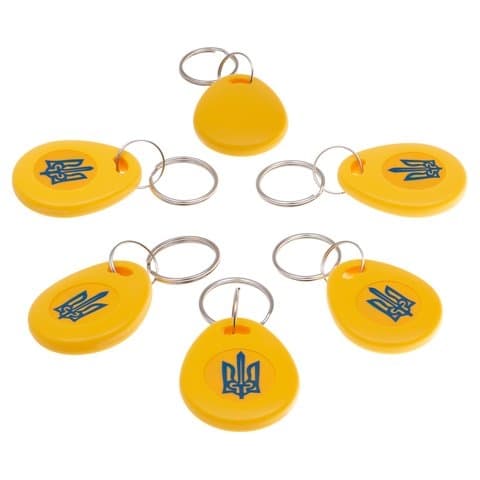 Ключ-брелок домофона, повний аналог VIZIT RF3.1 (MIFARE ultralight EV1), тризуб, 10 шт, програмований