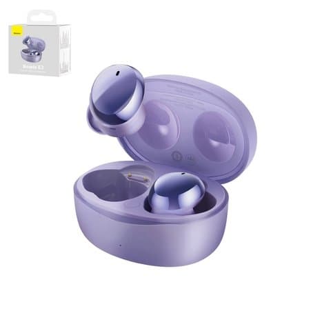 Гарнитура Baseus Bowie E2, вакуумнаяя, беспроводная, фиолетовая, с зарядным кейсом, #NGTW090005