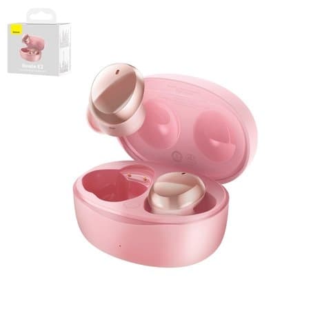Гарнитура Baseus Bowie E2, вакуумнаяя, беспроводная, розовая, с зарядным кейсом, #NGTW090004