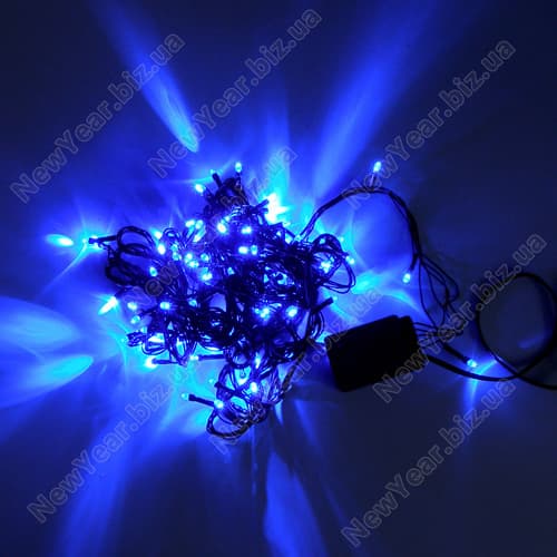 Гирлянда домашняя, 100 светодиодов, 7 метров, синій свет, чорний провод
