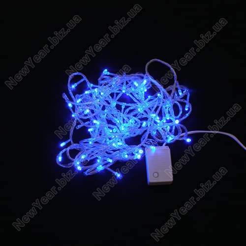 Гирлянда домашняя, 100 светодиодов, 7 метров, синій свет, білий провод